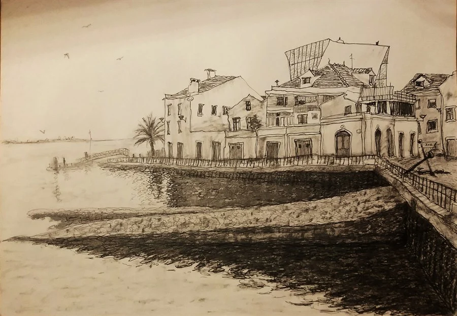 Vila Franca de Xira (liners, gray japanese ink, 29,7х42 cm)