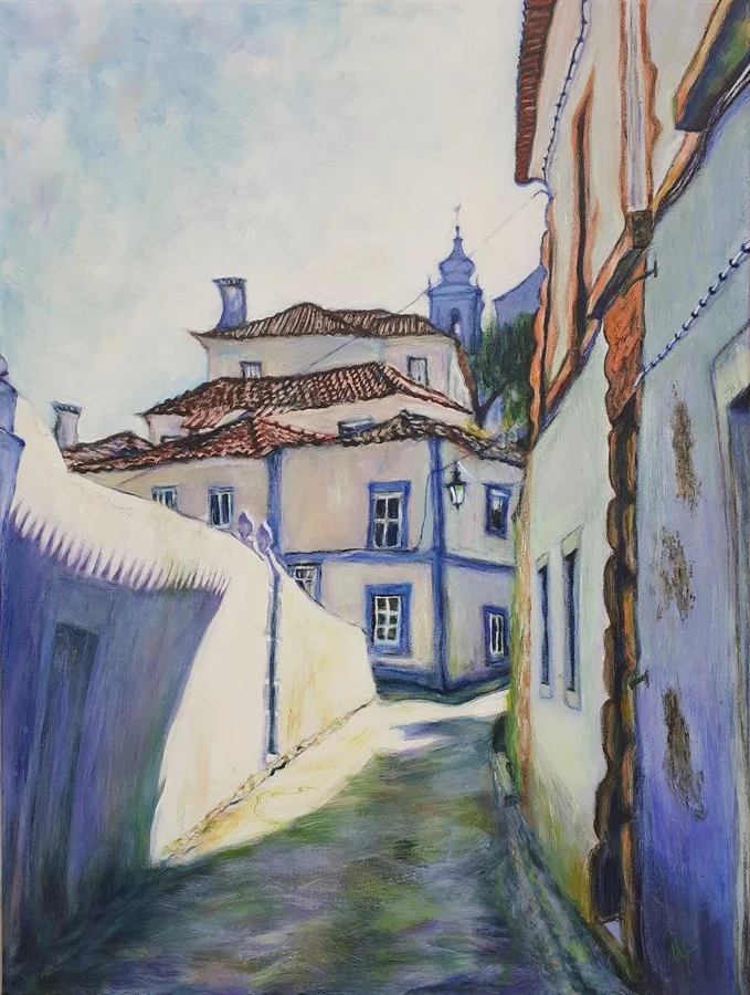 "ALENQUER, R. DO AMORIM LIMA, OR THE WINGED TOWN" (acrylic on canvas, 60х80 cm). €850.