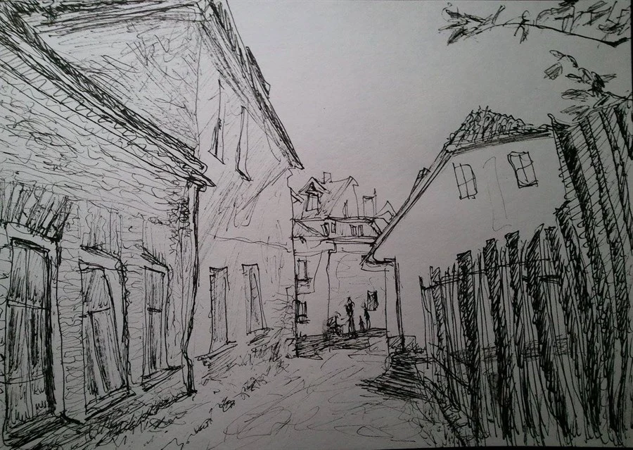 «VILNIUS, UZUPIS» (ink, paper, 29,5х21 cm).