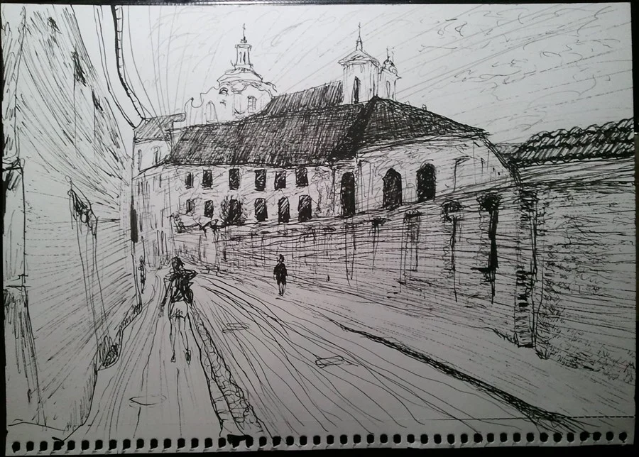 «VILNIUS, ST. IGNOTO STREET» (ink, paper, 29,5х21 cm).