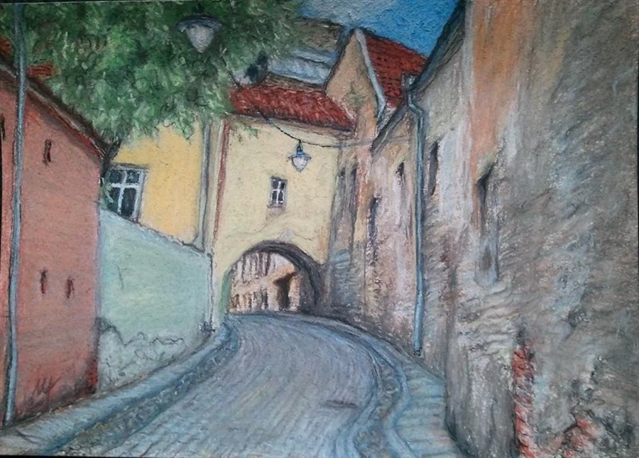 «VILNIUS, ST. KAZIMIERO STREET» (ink, pastel, paper, 29,5х21 cm) Price of original - €250. Price of certified author's