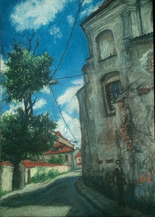 «VILNIUS, PRANCISKONU STREET» (ink, pastel, paper, 29,5х21 cm) Price of original - €250. Price of certified author's co