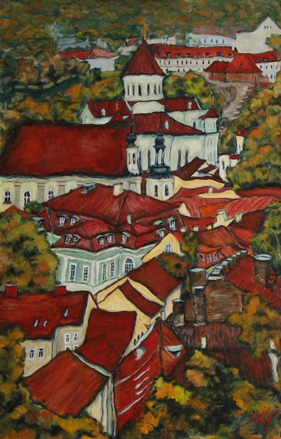 «AUTUMN IN VILNIUS» (oil on hardboard, 62x41cm). Price of original painting - €750. Sold.