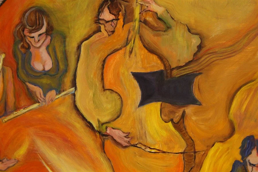«THE ORCHESTRA». FRAGMENT (oil on hardboard, 62x80,5cm). Price of original painting - €1580.