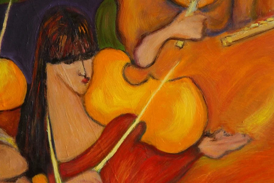 «THE ORCHESTRA». FRAGMENT (oil on hardboard, 62x80,5cm). Price of original painting - €1580.
